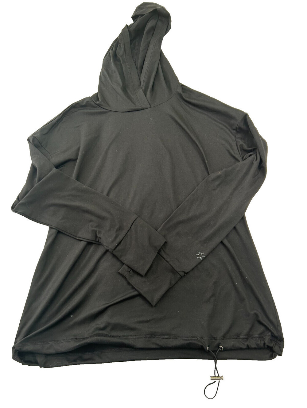 Nine West Active Women's Black Pullover Hoodie Sweatshirt Cinch Waist Sz M